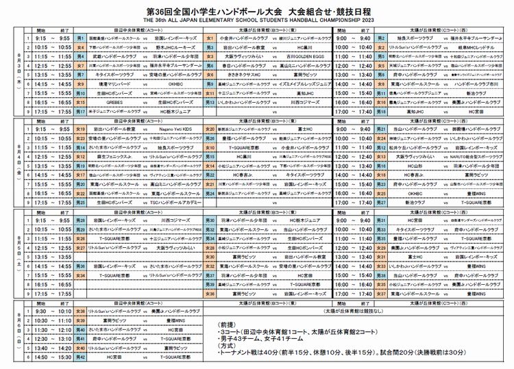 2023/08/06 13:35 競技日程