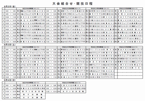 競技日程（８月３日更新）