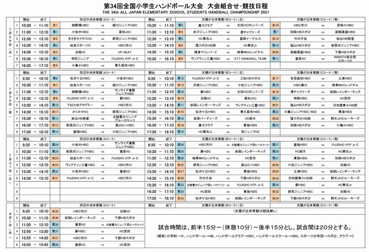 2021/08/01 13:50 競技日程