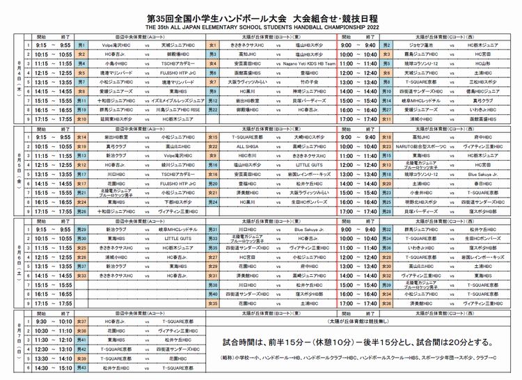 2022/08/07 16:45 競技日程