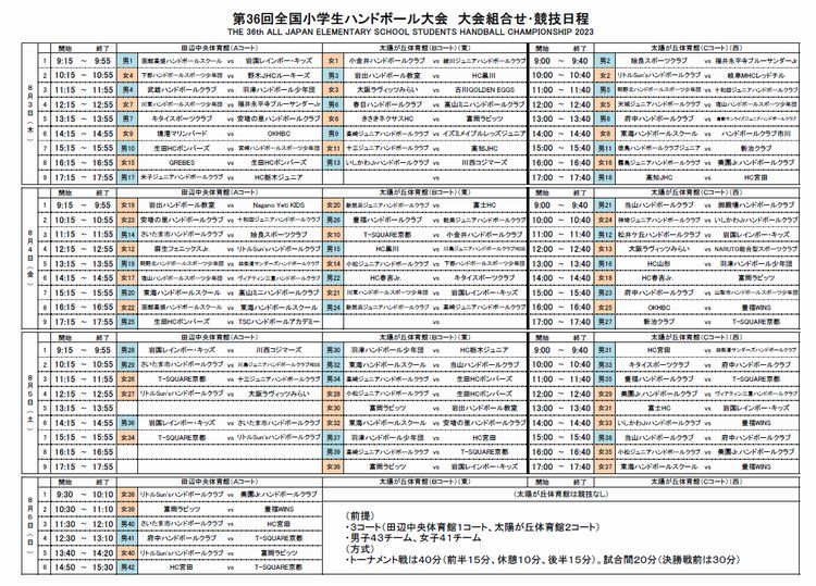 2023/08/06 13:35 競技日程