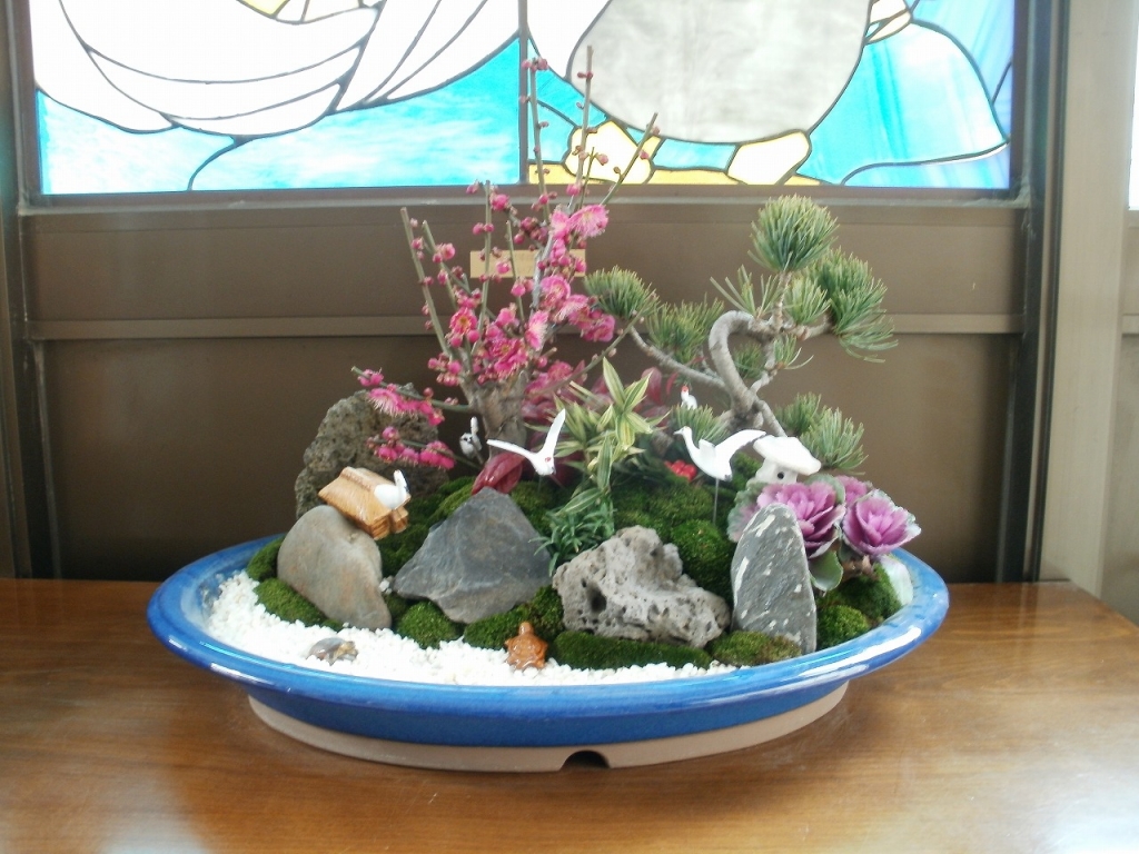 正月の寄せ植え